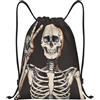 EDPXKL Borsa con coulisse Happy Skull Borse con coulisse impermeabili in PE Borsa da nuoto Piccola borsa da palestra per uomo e donna