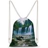 EDPXKL Zaino leggero in tela con coulisse e motivo cascata, resistente, ideale per palestra, per uomo e donna.