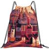 EDPXKL Zaino leggero con coulisse City Red Wine, borsa impermeabile City Sea Night Painting per palestra, viaggi, feste e uso quotidiano