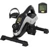 HOMCOM Mini cyclette per allenamento delle gambe, pedali, con display LCD, cinghia di fissaggio, antiscivolo, per anziani, casa, ufficio, colore nero e argento