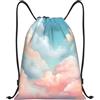 EDPXKL Borsa da palestra con coulisse S Dreamy Cloud per uomo/donna, borsa sportiva con coulisse a forma di cuore e diamante rosa, zaino da spiaggia/nuoto per sport, palestra e spiaggia.