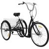 Taozhiyy 26 pollici triciclo per adulti, 6 marce, bici da città Cruise con cestino, freni a disco anteriori e posteriori, 3 ruote premium per viaggi, ciclismo e shopping, colore nero