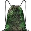 EDPXKL Borsa da palestra con coulisse, stampa serpente verde, borsa con coulisse personalizzata, zaino con coulisse idrorepellente per uomo e donna, borsa a tracolla pieghevole, per nuoto e sport, 36x42 cm