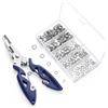 Zelphvt 250 anelli da pesca con pinze ad anello diviso, 5 misure, in acciaio inox, piccoli connettori per esche da pesca, kit di connettori per acqua dolce e salata