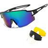 TaimeiMao Occhiali da Sole Sportivi Polarizzati,TR90 Occhiali da Sole Ciclismo Con 3 Lenti,Protezione UV400 Occhiali Polarizzati Sole Sportivi,Occhiali MTB Bici da Uomo Donna,per All'aperto,Ciclismo,Corsa