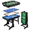 Relaxdays Tavolo gioco 4 in 1, calcio balilla, biliardo, air hockey, ping-pong, pieghevole, per bambini e adulti, nero