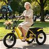 Generic Triciclo elettrico pieghevole per adulti con pneumatici larghi, 48V 13Ah, autonomia 44 km, cestino, display LCD, giallo.
