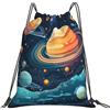 EDPXKL Zaino leggero con coulisse a tema galassia Universo, elementi nautici, stelle marine e tonalità corallo, impermeabile, ideale per la spiaggia, la palestra, i viaggi, le feste e l'uso quotidiano.