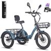 Generic Triciclo elettrico pieghevole a 3 ruote per adulti con autonomia elevata, freni a disco idraulici, sospensioni a doppio ammortizzatore e batteria al litio.