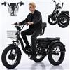 Generic Triciclo elettrico per adulti, pieghevole, pneumatici Anchos 20 X4.0, batteria 48V 12Ah, autonomia massima 40 km, carico massimo 140 kg, 7 velocità, ideale per grandi e trasporti