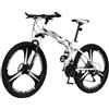 QKBMFK Bicicletta Pieghevole MTB 24 Pollici, A, 24in