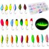 Aiuuee 30 Pezzi Esche da Pesca, Esche Artificiali Spinning con Scatola, 2,5 g / 3 g / 3,5 g Cucchiaini Pesca Mare con Gancio, Esche Cucchiaino per Pesca Trota, Persico, Luccio, Kit Pesca Accessori