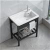 Generic Lavandino autoportante in ceramica con lavabo, rubinetto e kit di scarico per balcone e giardino