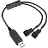 Gebildet 12V Pieno Velocità Voltaggio Step-Up USB a Doppio 3 pin e 4 pin PC Fan Sleeved Cavo Adattatore di Alimentazione Rivestito con Interruttore