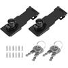 QWORK® - Lucchetto Hasp, Chiusure Hasp, Serratura a Chiave con viti, per porte, finestre, cassetti, armadi, 4 / 10cm, 2 pezzi, Nero