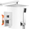 Hausharbor Colonna da Doccia Incassato, Set Doccia da Incasso, Set Cromato | Kit Doccia da Incasso con Testa Quadrata 25 x 25 cm, in Ottone e Acciaio Inox