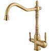XJTNLB Rubinetto 3 Vie per Depuratore Rubinetto Lavello Cucina con 2 Leve | Miscelatore Cucina con Acqua Calda, Fredda e Osmosi Girevole 360° Acciaio Inossidabile 3 in 1 Rubinetto Acqua Potabile Antico