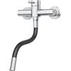 HURRAN Rubinetto Cucina a Muro, Rubinetto Lavello Cucina Girevole a 360° con Tubo Flessibile in Silicone, Miscelatore Monocomando in Acciaio Inox，Nichel Spazzolato
