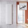 ELEGANT - Radiatore verticale di design, colore: bianco, 1600 x 472 mm, con termostato multiblocco, a doppio strato, collegamento centrale, scaldasalviette
