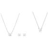 Swarovski Set Attract, Taglio tondo, Bianco, Placcato rodio & Collana Attract, Taglio tondo, Bianca, Placcato rodio