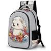 WECECE Zaini Cute Hedgehog Ragazzi 11 Anni Zaino per Computer Animal Pattern Ragazza Scuola Media Cartella Scolastica, Impermeabile Resistente Tempo Libero Sport Bookbag