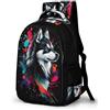 WECECE Zaini Scuola Huskie Dog Alunno Elementare Zainetto Animal Puppy Motif Bambina 6-9 Anni Cartella Scolastica 7-11 Anni, Daypack Lezioni Sport Regalo Studenti Gita Viaggio