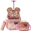 Egchescebo Zaino con Rotelle Bambina Trolley Orecchie Grandi Zainetto Scuola Elementare Primaria 17" 3PCS Borsa Pranzo Portamatite Media Carrello Valigia Ragazza Valigia da Viaggio Perline Champagne