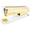 MSDADA Cucitrice da ufficio, in acrilico trasparente, design ergonomico, accessorio da ufficio moderno per casa, ufficio o scuola (oro)