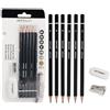 Pryma Set Matite Sketching - 6 Matite in Grafite (B, 2B, 4B, 6B, 2H, HB) con Gomma e Temperino, Kit Completo per Disegno, Schizzi e Arte Professionale