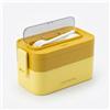 Muitomas, Lunch Box 1700ml, Porta Pranzo con Posate e Due Contenitori, Portapranzo Ermetico per Alimenti, Lunch Box Microonde, Lavastoviglie e Congelatore, Colore Giallo