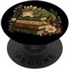 Dragon Fantasy Book Worm Bookish Book Lo Cat Dragon Books Cottagecore Bookworm Flowerful Bookish PopSockets PopGrip Adesivo