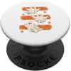 Spooky Season Social Carino Halloween Fantasma Trio Retro Spettrale Arancione Striscia Autunno PopSockets PopGrip Adesivo
