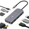 NOVOO Adattatore USB C Hub 9 in 1, Dual Display (HDMI 4K&VGA), Docking Station con 1 Gbps Ethernet, 3 USB 3.0, lettore di schede SD/Micro SD, 100W PD Tipo C per MacBook Pro XPS
