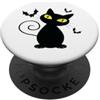 Black Cute Cat With Bats Spooky Funny Ha Nero Carino Gatto Con Pipistrelli Spooky Adorabile Halloween PopSockets PopGrip Adesivo