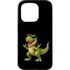 Funny Party Designs Custodia per iPhone 15 Pro T-Rex con occhiali da sole Dinosauro