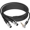 CERRXIAN Doppio Mini XLR a 3,5 mm Cavo Mic Stereo, 90 Gradi 3,5 mm 1/8 Pollici TRS Maschio a 2 Mini XLR Femmina Y Splitter Cavo, per la Conversione Audio di Fotocamera e Altre Apparecchiature-FF5.9FT