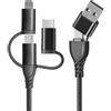 Unillous Multi Cavo di Ricarica, 1M Dati Universale Cavo Multiplo USB A/ C 5 in 1 Ricarica Rapida con Micro USB Tipo C Connettori, Cavo Multiplo Cavetto per Cellulari Phone Android Galaxy Honor LG Tablet PS5