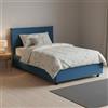 Dmora Letto Piazza e Mezza Chicca, Letto Contenitore con Rivestimento in Tessuto, 100% Made in Italy, Apertura Frontale, con Materasso Cm 120x200 Incluso, Blu