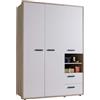 Composad | Armadio MiPiace per Cameretta con 3 Ante, 2 Cassetti e 1 Vano a Giorno, Armadio Contenitore Moderno, (LxAxP) 152,1x217x63,7 cm, Rovere Mielato e Grigio Cashmere Laccato