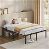 VASAGLE Struttura Letto Matrimoniale, Telaio Letto in Metallo con Ripiani Portaoggetti, per Materassi da 140 x 190 cm, Montaggio Facile, Nero Inchiostro RMB093B01