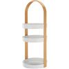 PerGar Giradischi Trasparente a 3 Livelli, Portaoggetti Rotondo con Maniglia Integrata, Organizer per Rack Cosmetici per Trucco, Supporto Rotondo per Bagno, Cucina, Cosmetici, Dispensa(Albicocca)