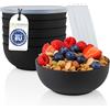 idea-station Neo ciotole colazione plastica 6 x 14 cm / 500 ml - nere - con Coperchio - scodelle colazione - ciotola per zuppa - tazza cereali, porridge