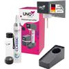 SodaTASTE UNO Gassatore d'acqua - modulare e senza corrente | compatibile con tutti i cilindri CO₂ con filettatura standard | set incl. bottiglia d'acqua da 1 L e cilindro CO₂ (Classic) e asciugabottiglie (Nero