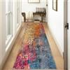 Siunwdiy Tappeto Cucina Multicolore 3 metri Astratto Moderno Tappeti Corridoio Passatoia Scendiletto Antiscivolo Lavabile Moderno Motivo Floreale Lungo Rettangolare Pelo Corto Rug,40x300cm