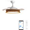 CREATE WINDCLEAR RATTAN/Ventilatore a soffitto con illuminazione bianca treccia con Wi-Fi e telecomando/6 velocità, funzionamento invernale estivo, ali retrattili, programmabili, 40 W, Ø 107 cm