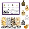 Swpeet Kit di 200 cappucci terminali per cordoncini a nappa 15×21mm in 5 colori con anello, per estremità in pelle, connettori a barilotto da incollare, perlati per estremità di cordoncini in pelle