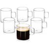 Wilmax England Wilmax - Bicchieri da tè e caffè con manico - Set da 6-100 ml - Bicchieri per bevande calde e fredde - Bicchieri da vin brulé - Bicchieri da succo di frutta, acqua - Tazze in vetro