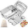WuGU Porta Pranzo in Acciaio Inossidabile, 2000ML Lunch Box Doppio Strato, Design a Due Scomparti, Porta Pranzo da Ufficio, Bento Box per Scuola, Picnic, Viagg