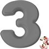 YXHZVON Stampo Torte Numeri Silicone, Stampo Numeri 3 Grigio, 25 cm Stampo Torta 3D per Compleanno e Anniversario