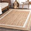 Ripaz Vogue Ripaz - Tappeto in iuta naturale con linea bianca steccata, intrecciato a mano, 60 x 180 cm, rettangolare